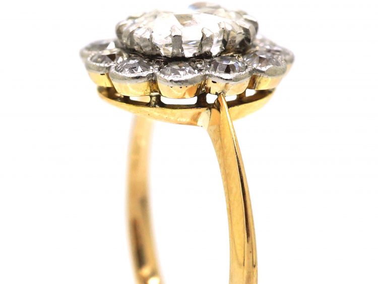 Edwardian 18ct Gold & Platinum Cluster Ring set with 1 Carat Diamond