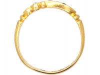 Edwardian 18ct Gold Sapphire & Diamond Crossover Ring with Scroll Detail