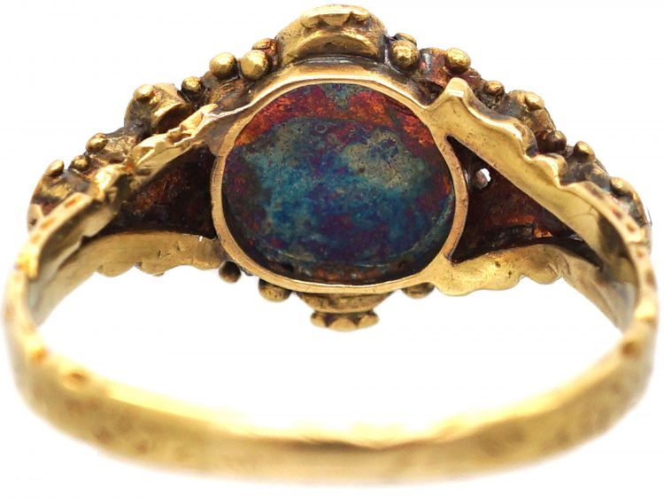 Early 19th Century 15ct Gold, Emerald & Rose Diamond Cluster Ring