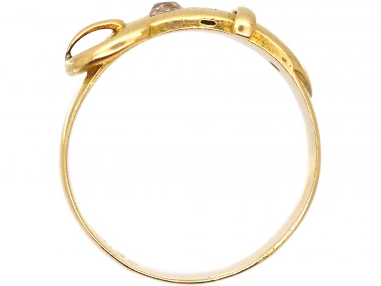 Victorian 18ct Gold Buckle Ring set with Diamonds
