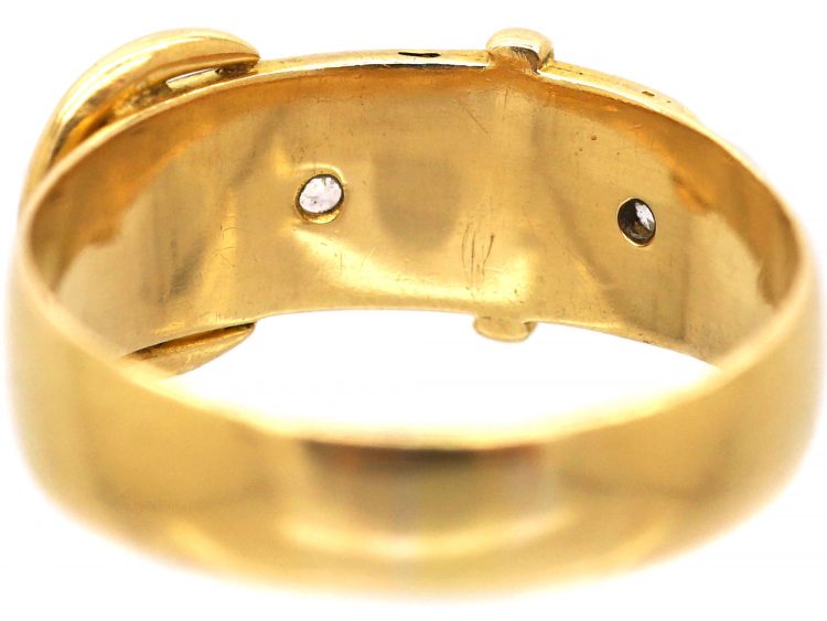 Victorian 18ct Gold Buckle Ring set with Diamonds