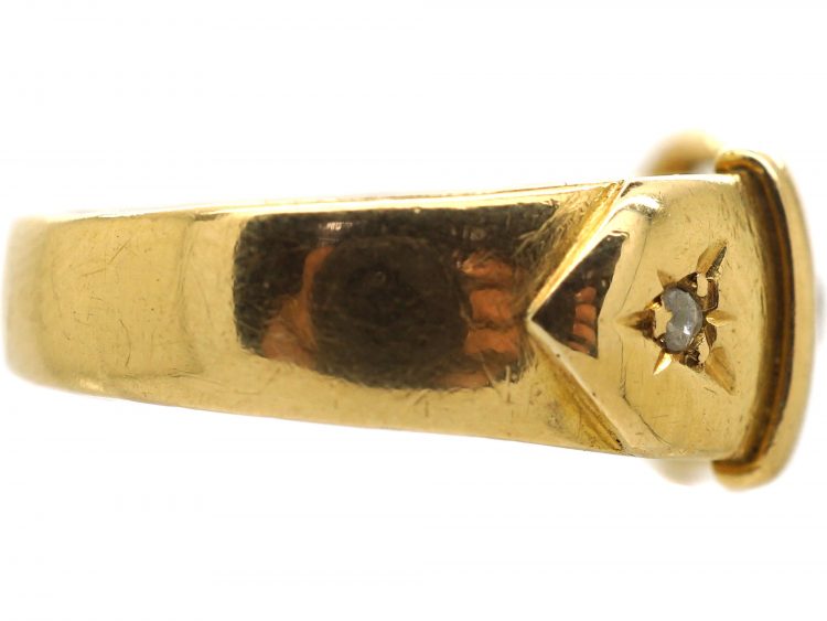 Victorian 18ct Gold Buckle Ring set with Diamonds