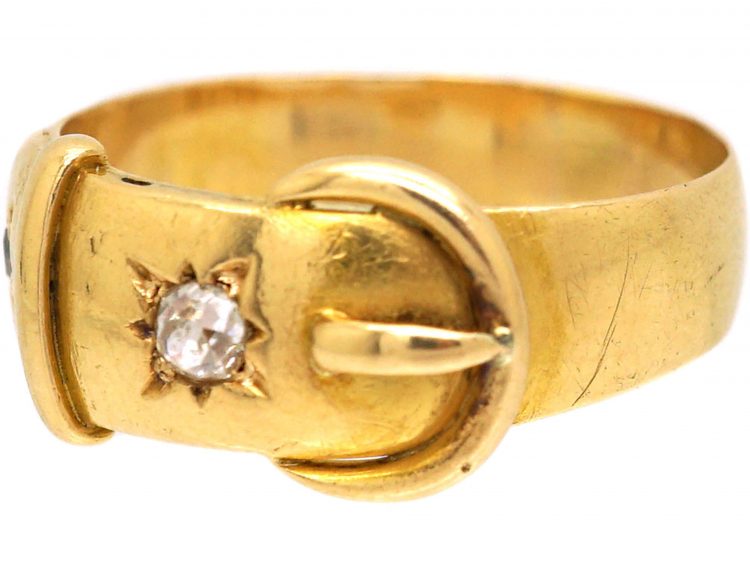 Victorian 18ct Gold Buckle Ring set with Diamonds