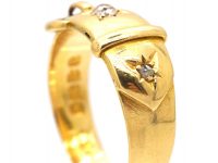 Victorian 18ct Gold Buckle Ring set with Diamonds