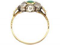 Early 19th Century 15ct Gold & Silver Cluster Ring set with an Emerald & Diamonds