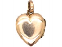 Edwardian Small 9ct Gold Back & Front Heart Shaped Locket