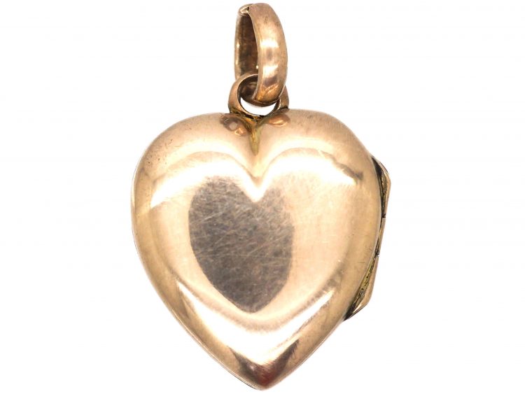 Edwardian Small 9ct Gold Back & Front Heart Shaped Locket