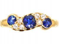 Edwardian 18ct Gold, Sapphire & Diamond Twist Ring