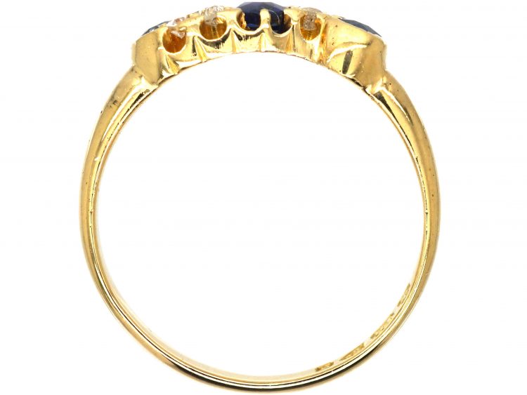 Edwardian 18ct Gold, Sapphire & Diamond Twist Ring
