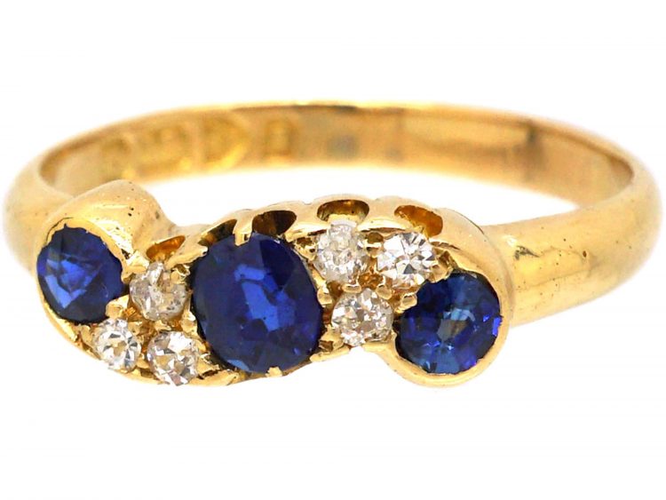 Edwardian 18ct Gold, Sapphire & Diamond Twist Ring