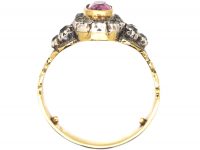 Georgian Pink Topaz & Diamond Oval Cluster Ring