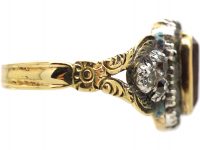 Georgian Pink Topaz & Diamond Oval Cluster Ring