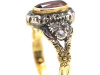 Georgian Pink Topaz & Diamond Oval Cluster Ring