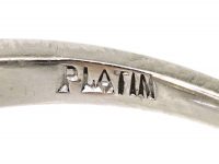 Art Deco Platinum Ring set with Three Diamonds with Smaller Diamonds on Either Side