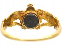 Georgian 15ct Gold Fede Ring with Pansy set with Gemstones