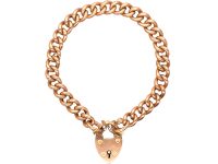 Edwardian 9ct Gold Curb Bracelet with Padlock Edwardian 9ct Gold Curb Bracelet with Padlock