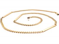 1960s 9ct Gold Curb Chain Interspersed with Long Flat Links
