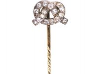 Victorian Silver & Gold Lover's Knot Tie Pin set with Diamonds