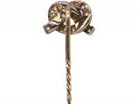Victorian Silver & Gold Lover's Knot Tie Pin set with Diamonds
