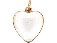 Victorian 15ct Gold Heart Shaped Locket set with Thick Domed Rock Crystal