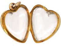 Victorian 15ct Gold Heart Shaped Locket set with Thick Domed Rock Crystal