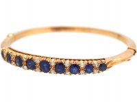 Edwardian 15ct Gold, Sapphire & Diamond Bangle