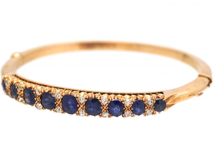 Edwardian 15ct Gold, Sapphire & Diamond Bangle