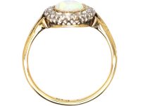 Edwardian 18ct Gold Opal & Rose Diamond Cluster Ring