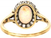 Edwardian 18ct Gold Opal & Rose Diamond Cluster Ring