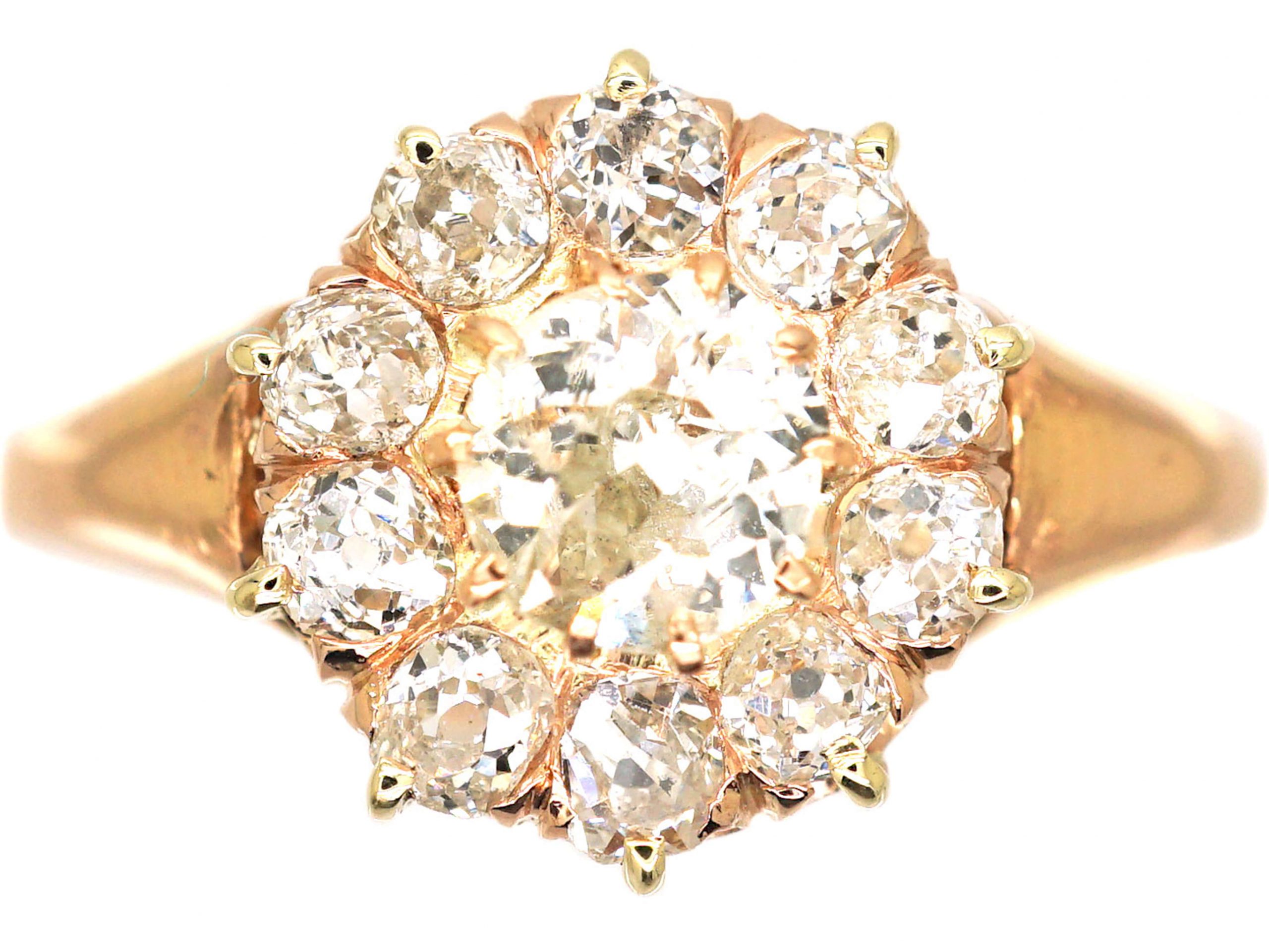 Edwardian 15ct Gold, Old Mine Cut Diamond Cluster Ring (854Y) | The ...