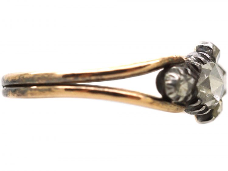 Georgian 9ct Gold & Silver Rose Diamond Ring