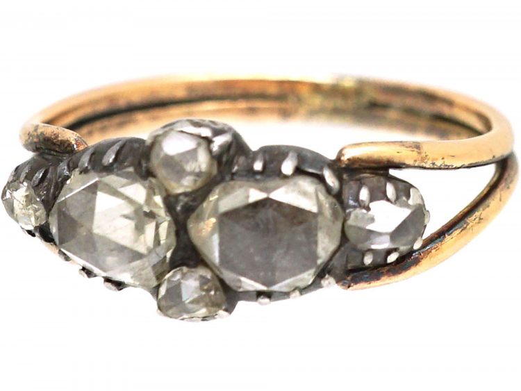 Georgian 9ct Gold & Silver Rose Diamond Ring