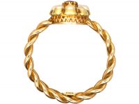 Edwardian 18ct Gold Illusion Ring with Ruby & Pearl Cluster