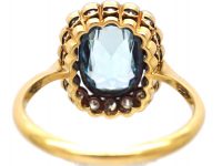 Edwardian 18ct Gold & Platinum, Aquamarine & Diamond Oval Cluster Ring