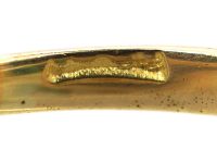 Victorian 18ct Gold, Emerald & Diamond Three Stone Carved Half Hoop Ring