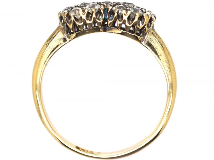 Edwardian 18ct Gold Double Cluster Ring set with Diamonds