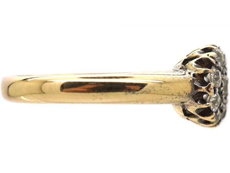 Edwardian 18ct Gold Double Cluster Ring set with Diamonds