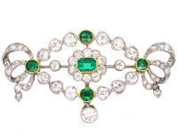 Edwardian Platinum & 15ct Gold, Emerald & Diamond Brooch Edwardian Platinum & 15ct Gold, Emerald & Diamond Brooch