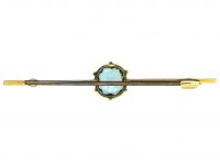 Art Deco 15ct Gold & Platinum Brooch set with an Aquamarine