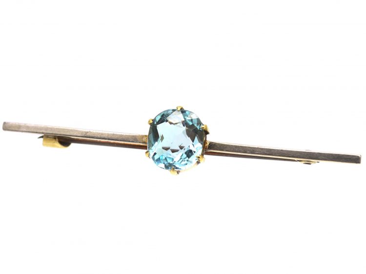 Art Deco 15ct Gold & Platinum Brooch set with an Aquamarine