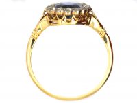 Edwardian 18ct Gold & Platinum, Sapphire & Rose Diamond Oval Cluster Ring