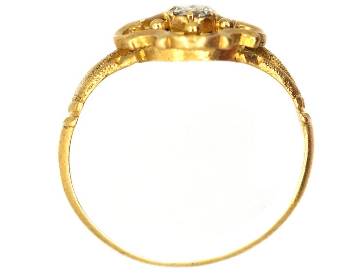 Georgian 15ct Gold Fede Ring with Quatrefoil Centre set with a Rose Diamond