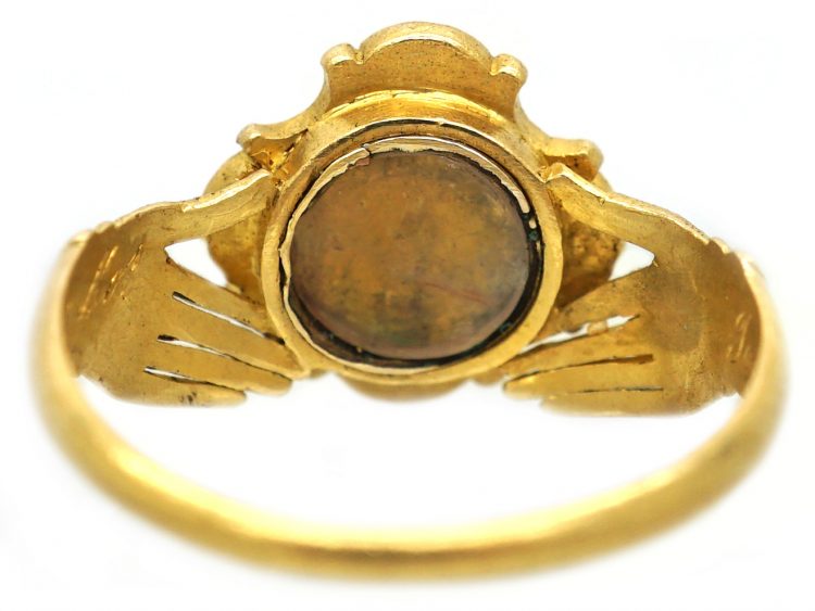 Georgian 15ct Gold Fede Ring with Quatrefoil Centre set with a Rose Diamond