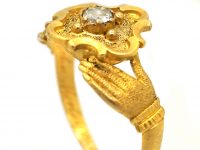 Georgian 15ct Gold Fede Ring with Quatrefoil Centre set with a Rose Diamond