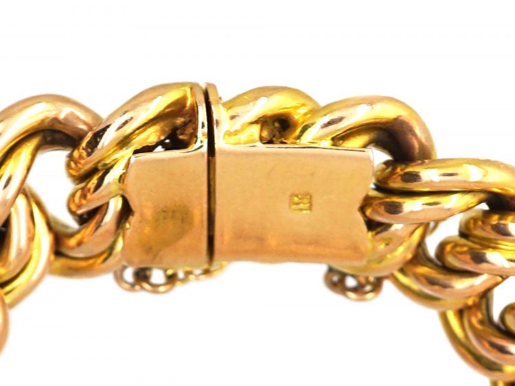 Edwardian 15ct Gold Double Curb Link Bracelet