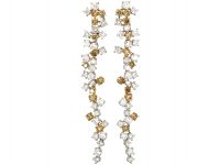 1980s 18ct White & Yellow Gold Diamond Drop Earrings by Chantecler 1980s 18ct White & Yellow Gold Diamond Drop Earrings by Chantecler