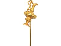Early 20th Century Tiffany America's Cup 18ct Gold Tie Pin in Original Tiffany Case