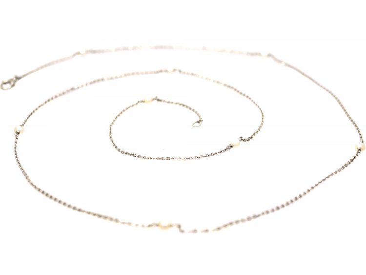 Edwardian Platinum & Natural Pearl Chain