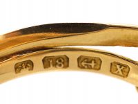 Early 20th Century 18ct Gold Double Snake Ring set with Turquoise & Rose Diamond Eyes