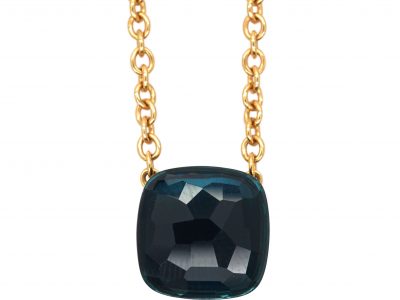 18ct Gold & Blue Topaz Nudo Pendant by Pommelato on 18ct Gold Chain
